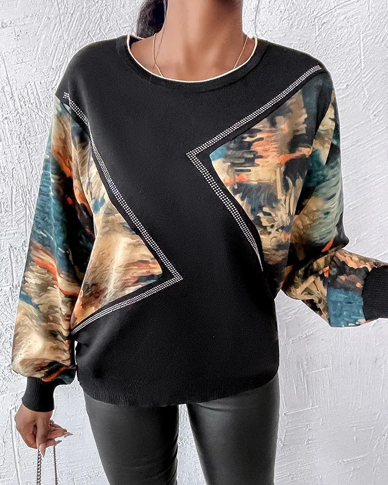 Abstract Tie Dye Pattern Pullover Sweater Cewneck Long Sleeve Tops