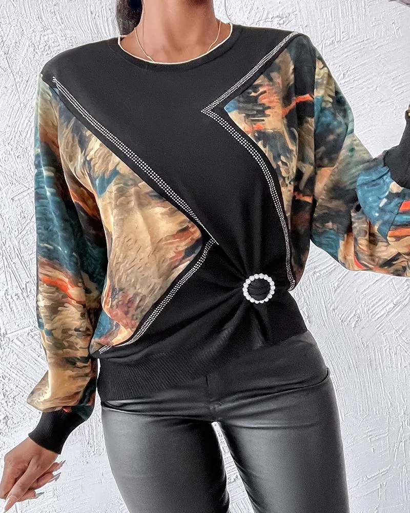 Abstract Tie Dye Pattern Pullover Sweater Cewneck Long Sleeve Tops