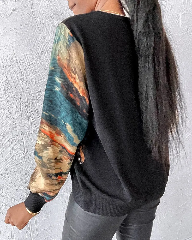 Abstract Tie Dye Pattern Pullover Sweater Cewneck Long Sleeve Tops