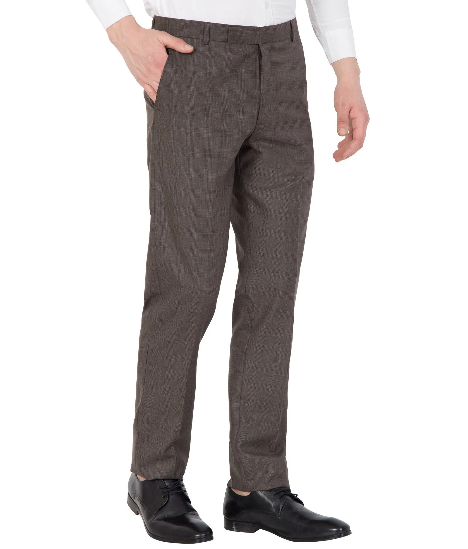 American-Elm Men Redish Brown Cotton Formal Trouser