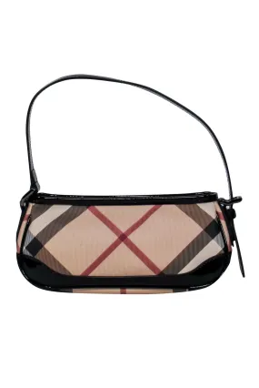 Burberry - Plaid Leather Baguette Shoulder Bag w/ Patent Accents