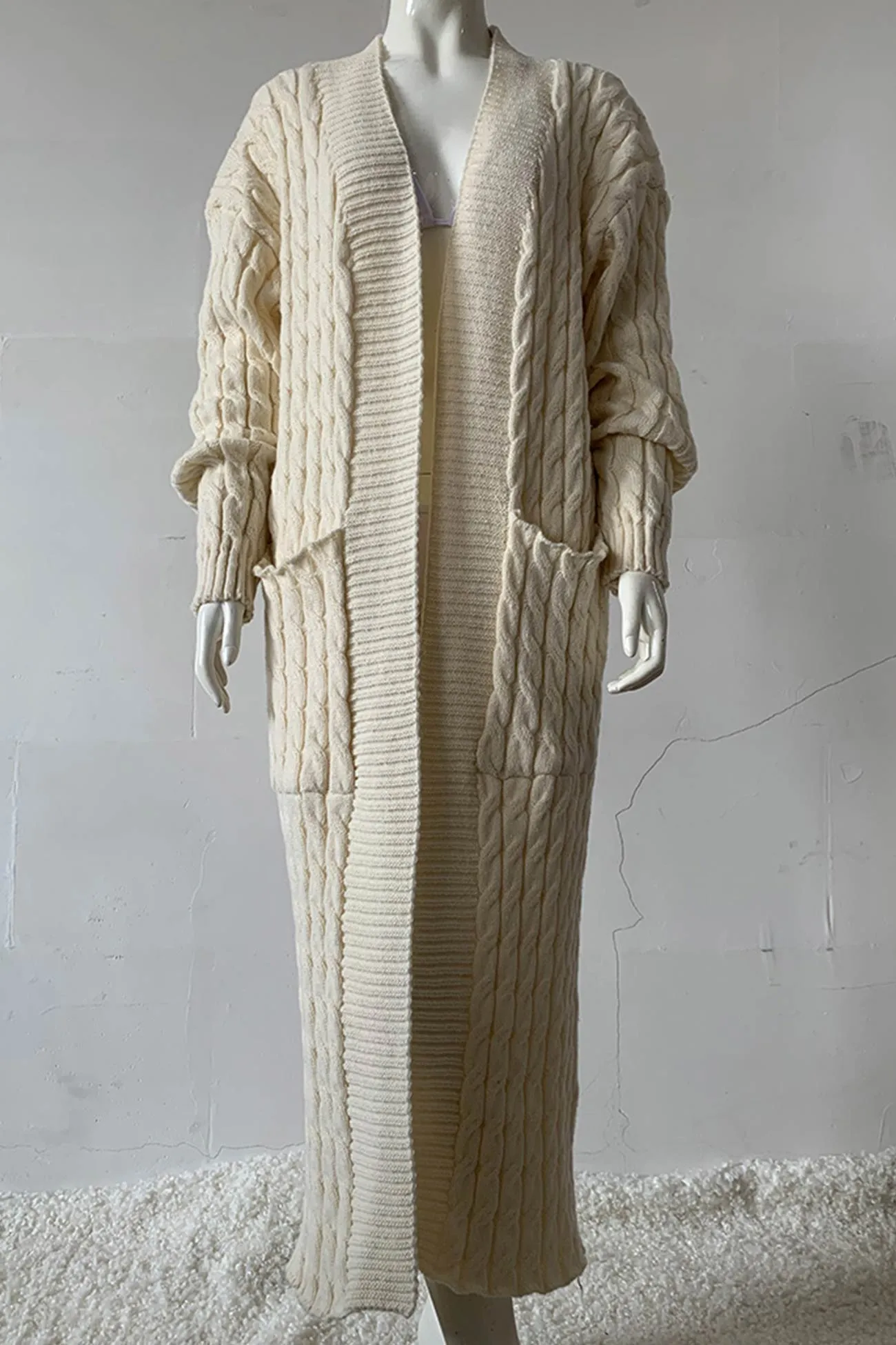 Cable Knit Long Cardigan