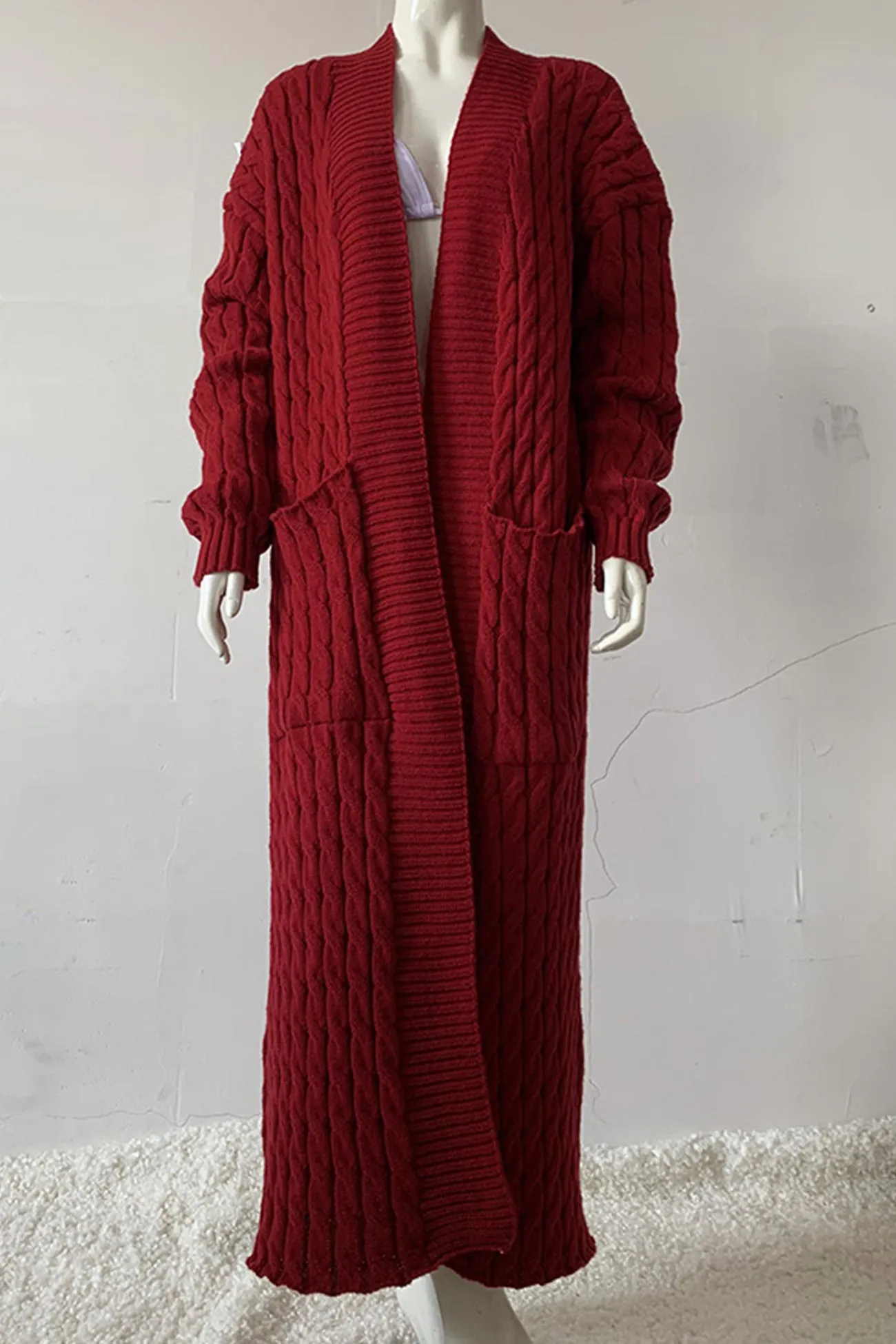 Cable Knit Long Cardigan