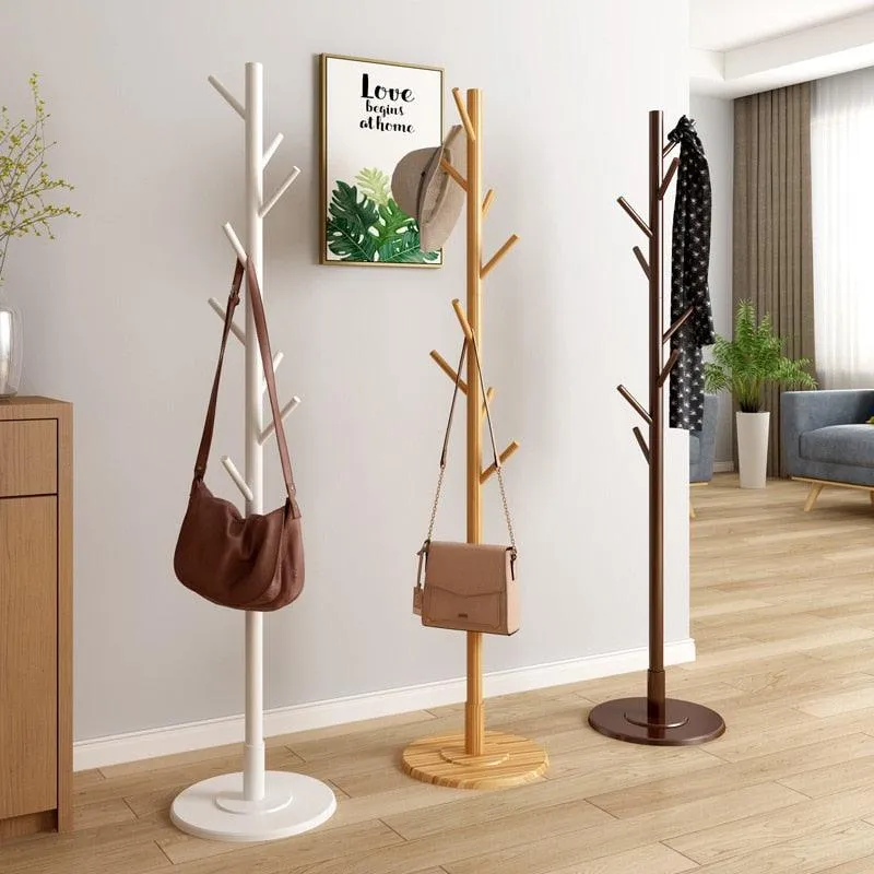 Chic Botanica Freestanding Wooden Coat Rack - Elegant Organizer for Jackets, Hats, and Bags