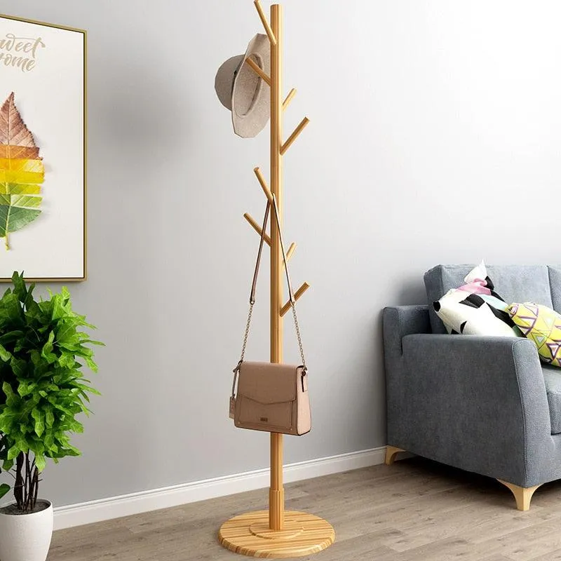 Chic Botanica Freestanding Wooden Coat Rack - Elegant Organizer for Jackets, Hats, and Bags