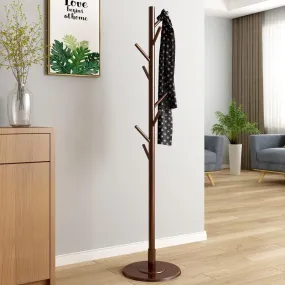 Chic Botanica Freestanding Wooden Coat Rack - Elegant Organizer for Jackets, Hats, and Bags