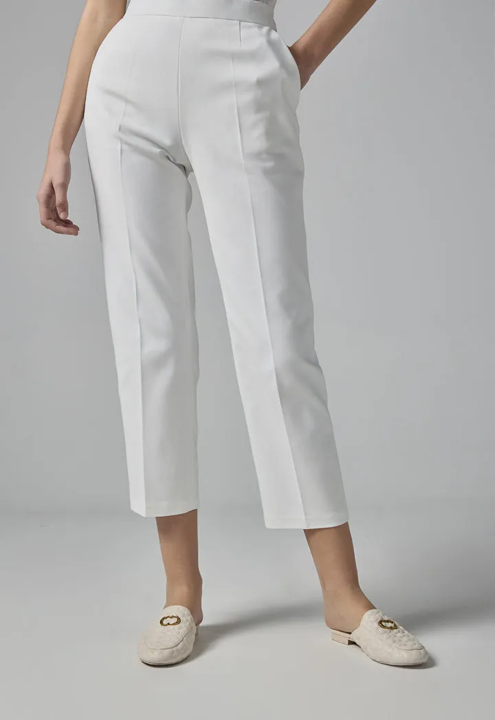 Choice Peg Leg High Waist Trousers Off White