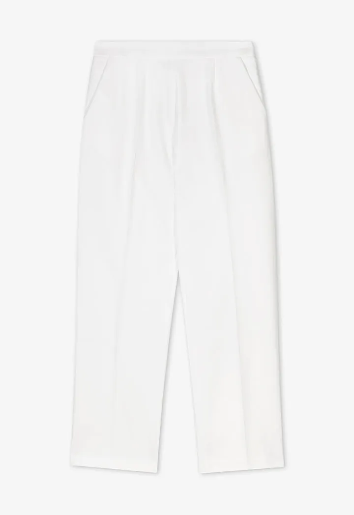 Choice Peg Leg High Waist Trousers Off White