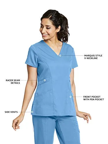 Grey's Anatomy 41452 3-Pocket V-Neck Top for Women Modern Fit Medical Scrub Top