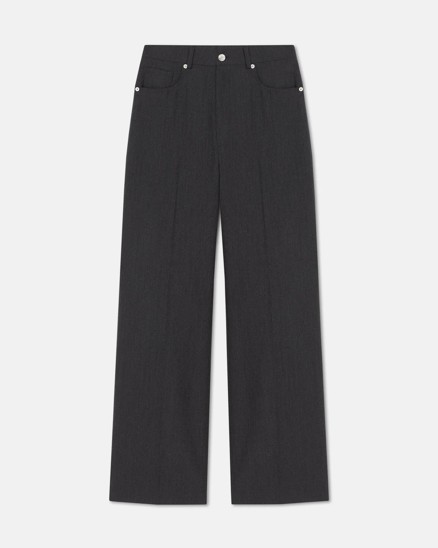 Korina - Wool Twill Wide-Leg Pants - Grey Melange