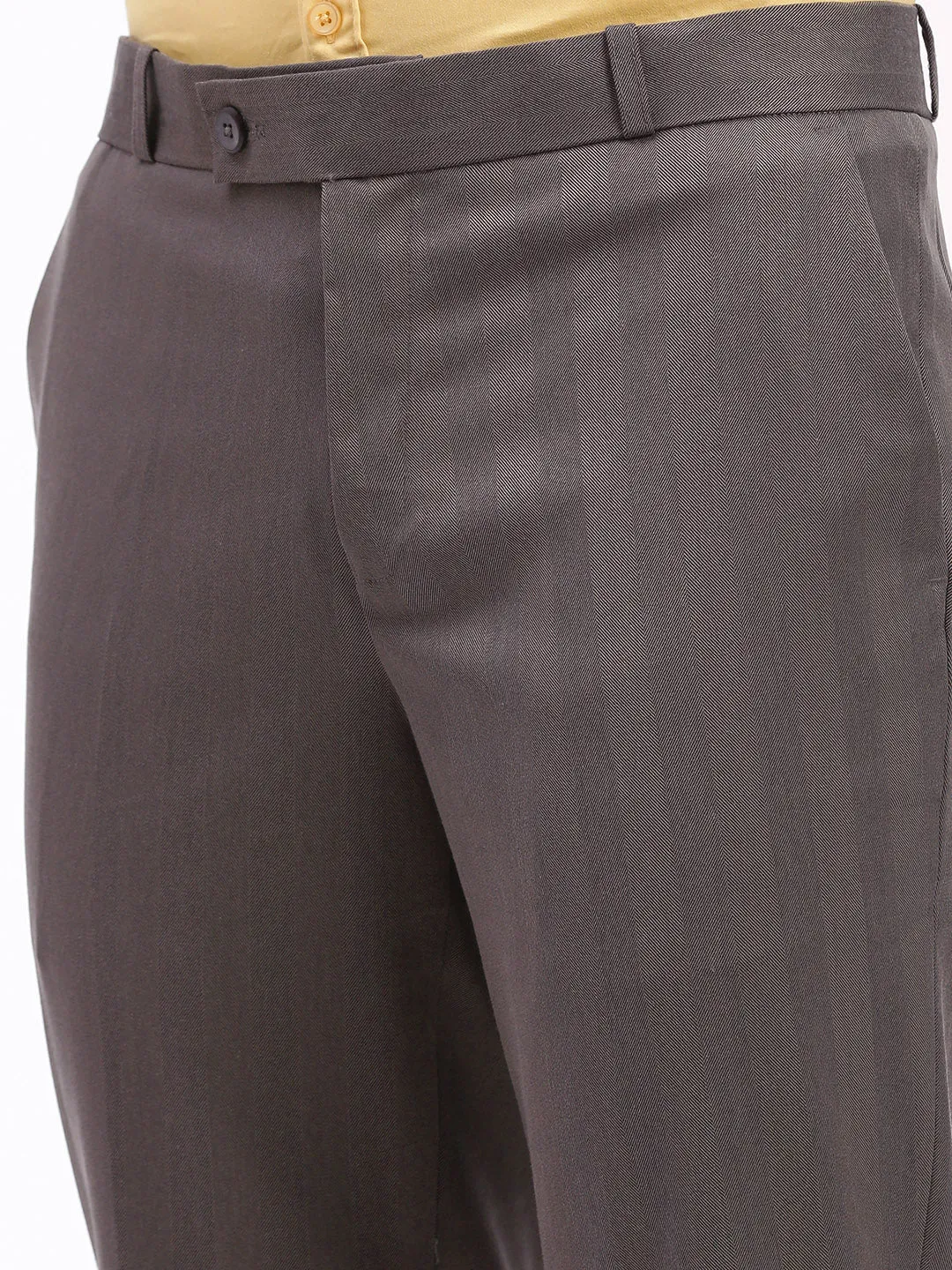 Men Solid Brown Formal Trousers