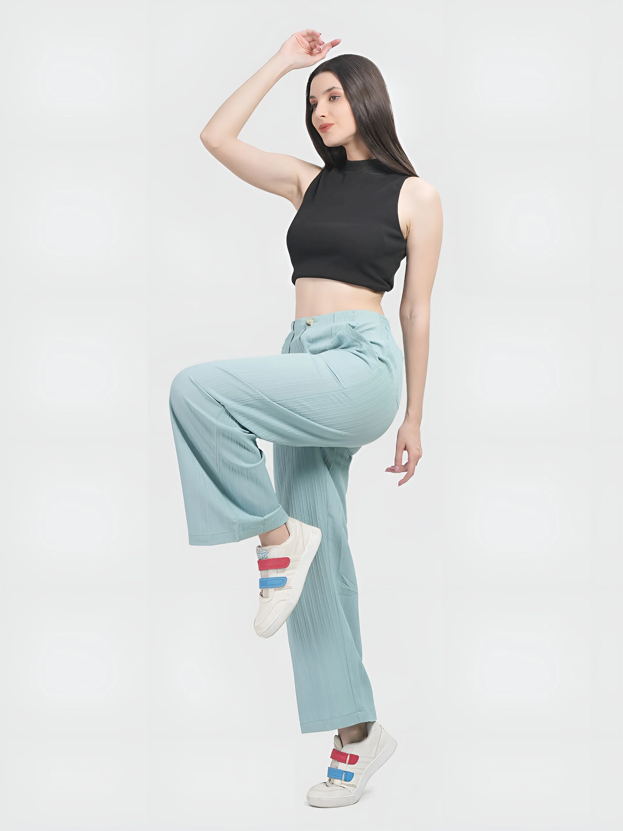 Mint  Colour | Women Formal Trousers Regular Fit