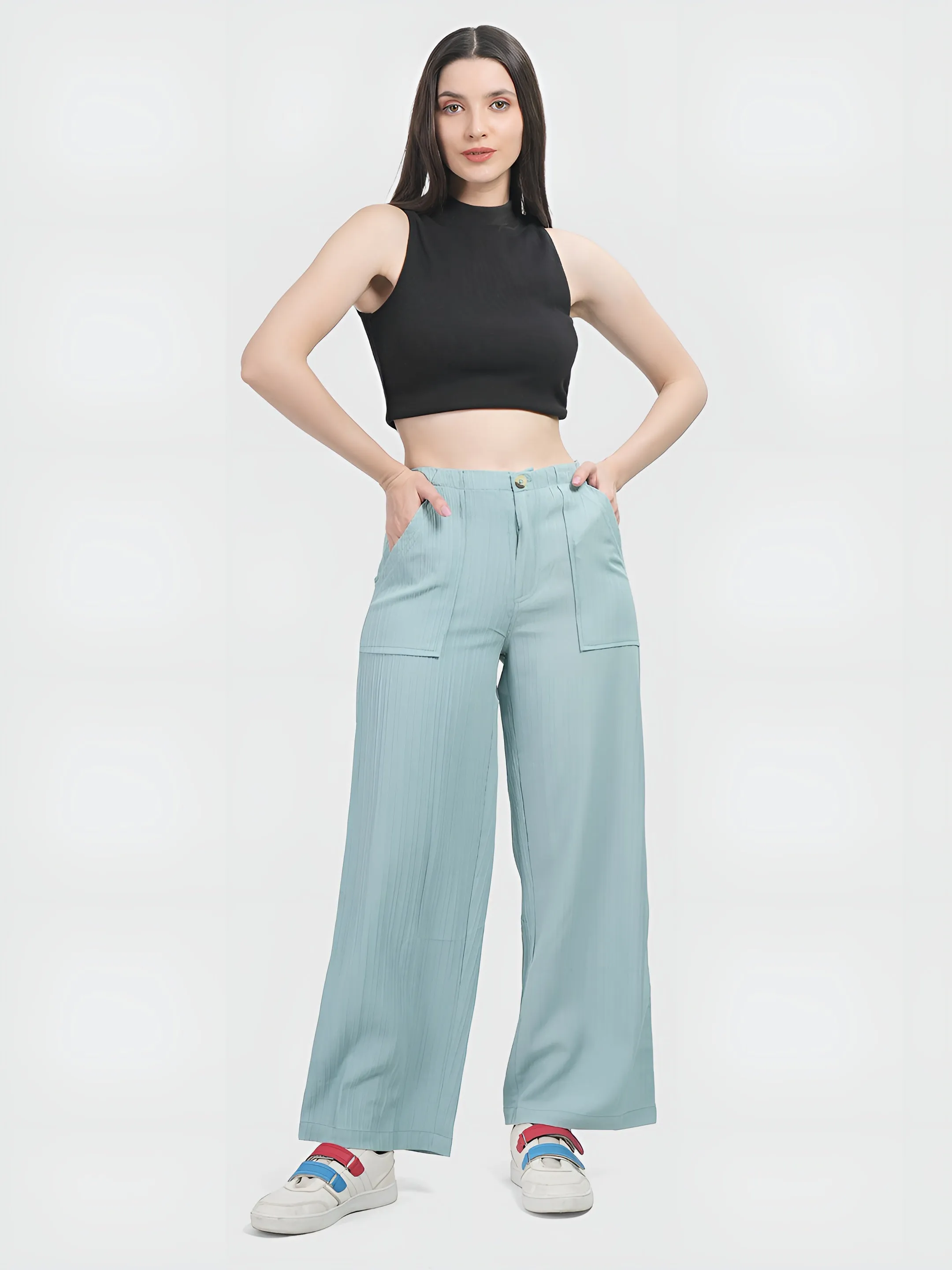 Mint  Colour | Women Formal Trousers Regular Fit