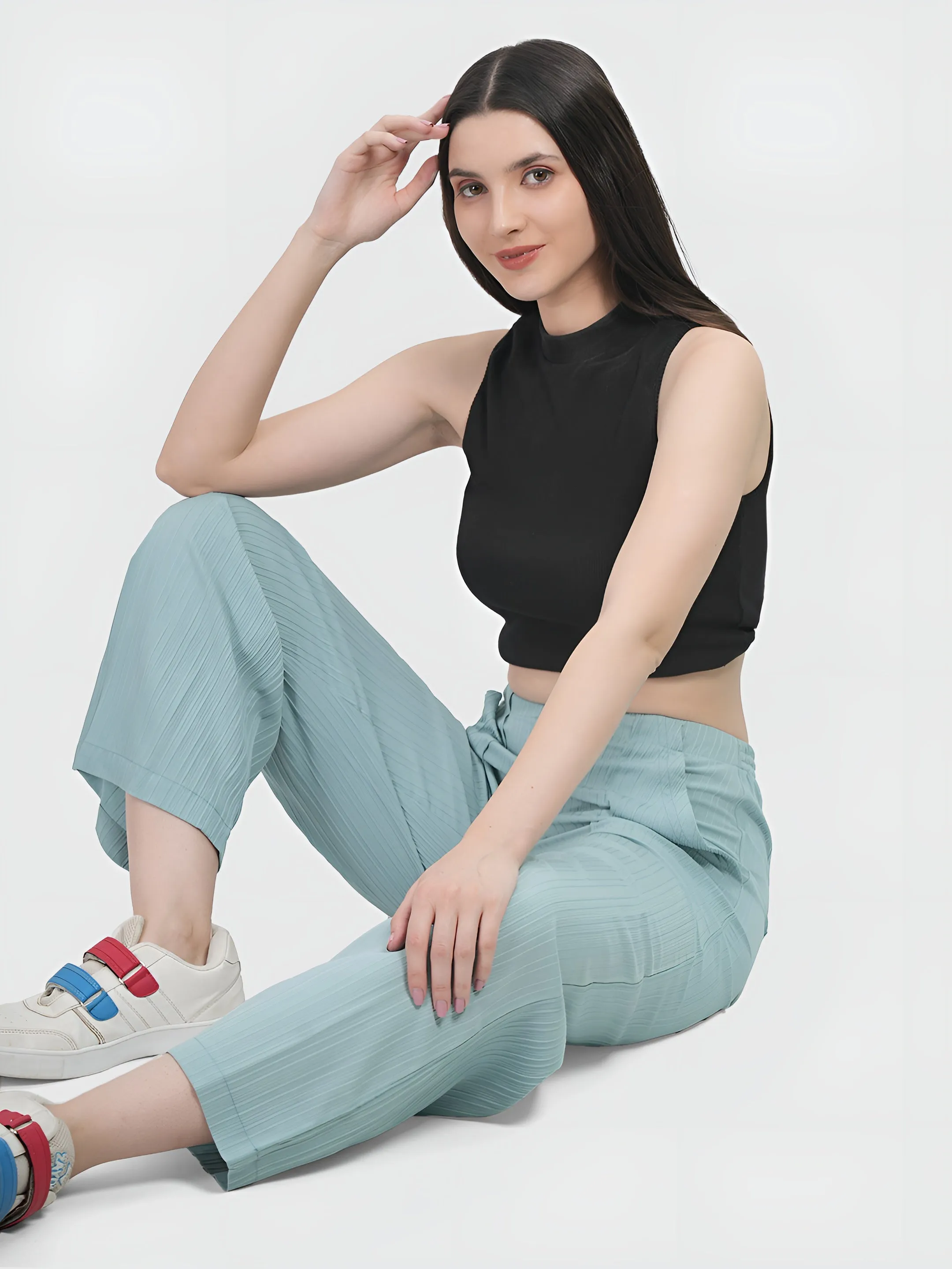 Mint  Colour | Women Formal Trousers Regular Fit