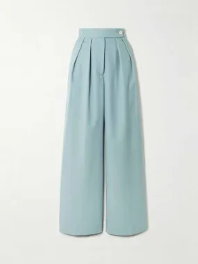 Pleated wool-gabardine wide-leg pants