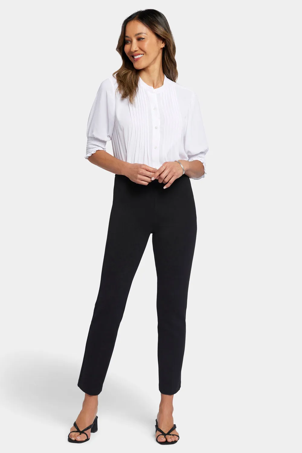 Pull-On Slim Ankle Trouser Pants - Black