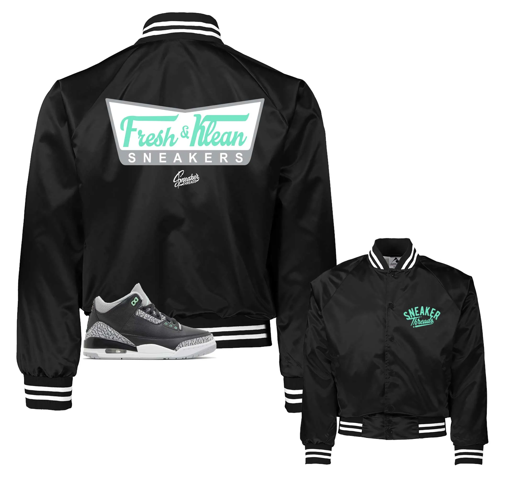 Retro 3 Green Glow Fresh & Klean Satin Jacket