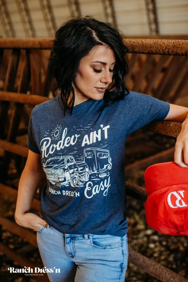 RODEO AIN'T EASY - HEATHER DENIM TEE