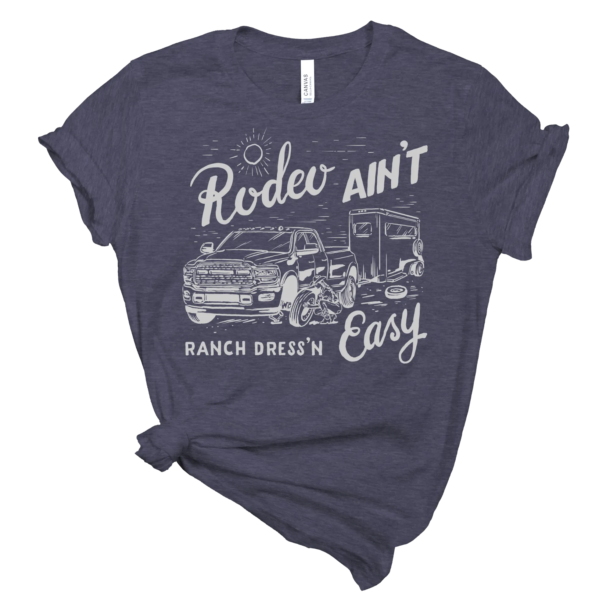 RODEO AIN'T EASY - HEATHER DENIM TEE