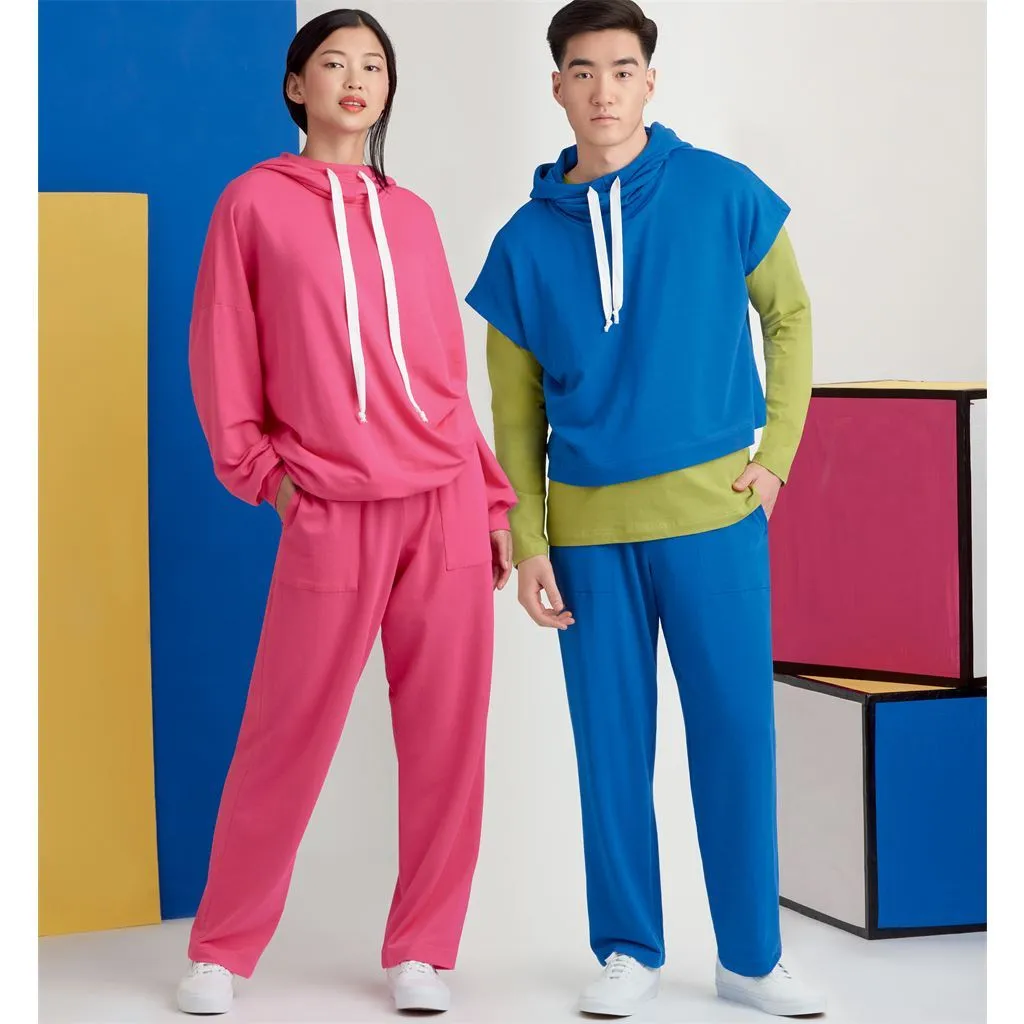 Simplicity Sewing Pattern S9379 Unisex Oversized Knit Hoodies, Pants and Tees