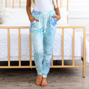 Tie Dye Joggers - Sky Blue