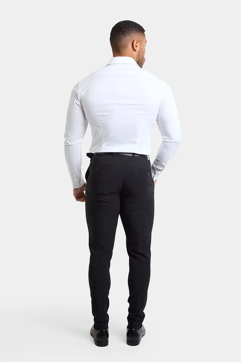 True Muscle Fit Tech Suit Trousers in Black