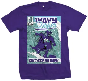 Wavy Surfer - New Emerald on Purple T-Shirt