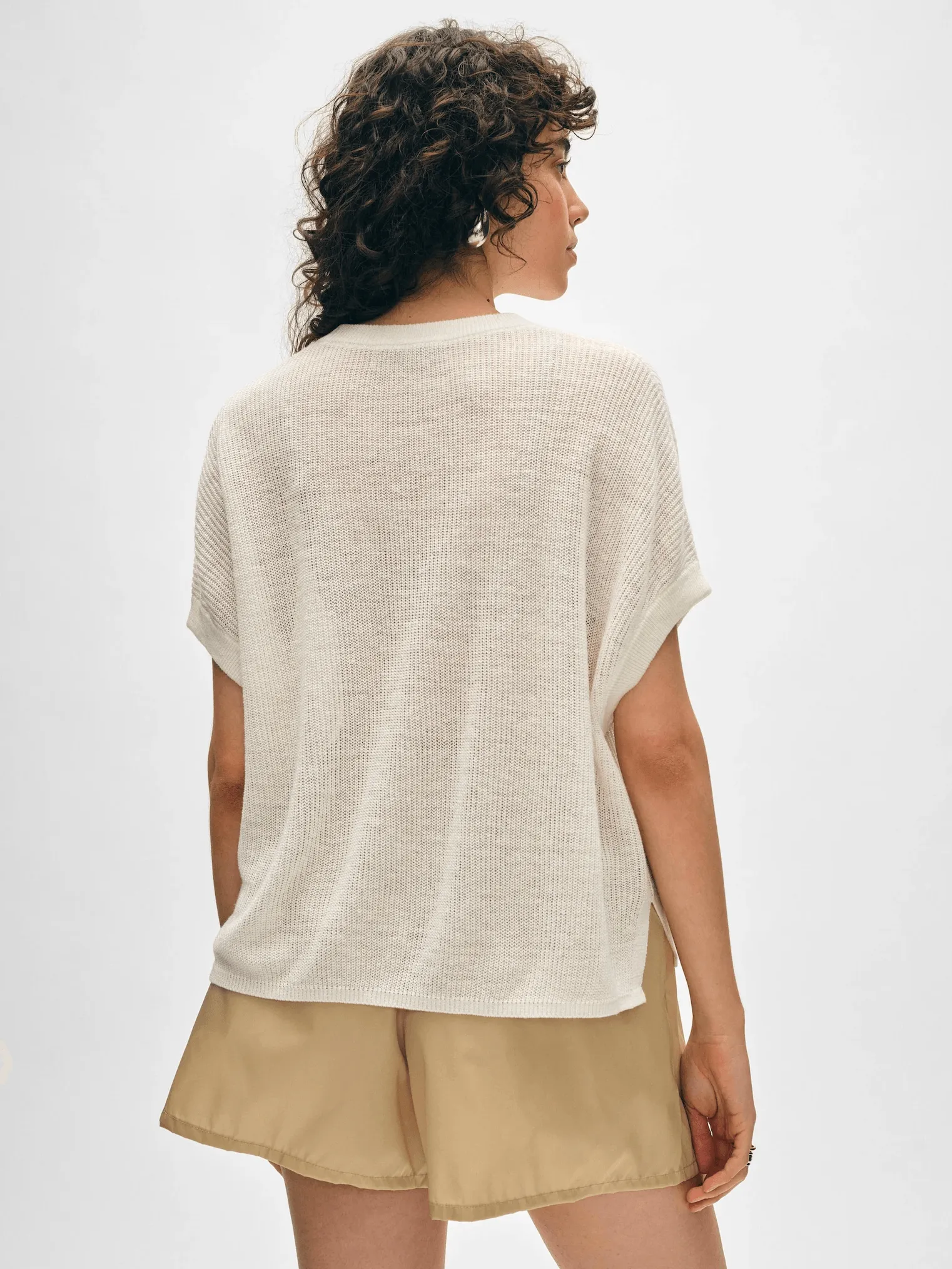 White   Warren Linen Ribbed Easy Tee White